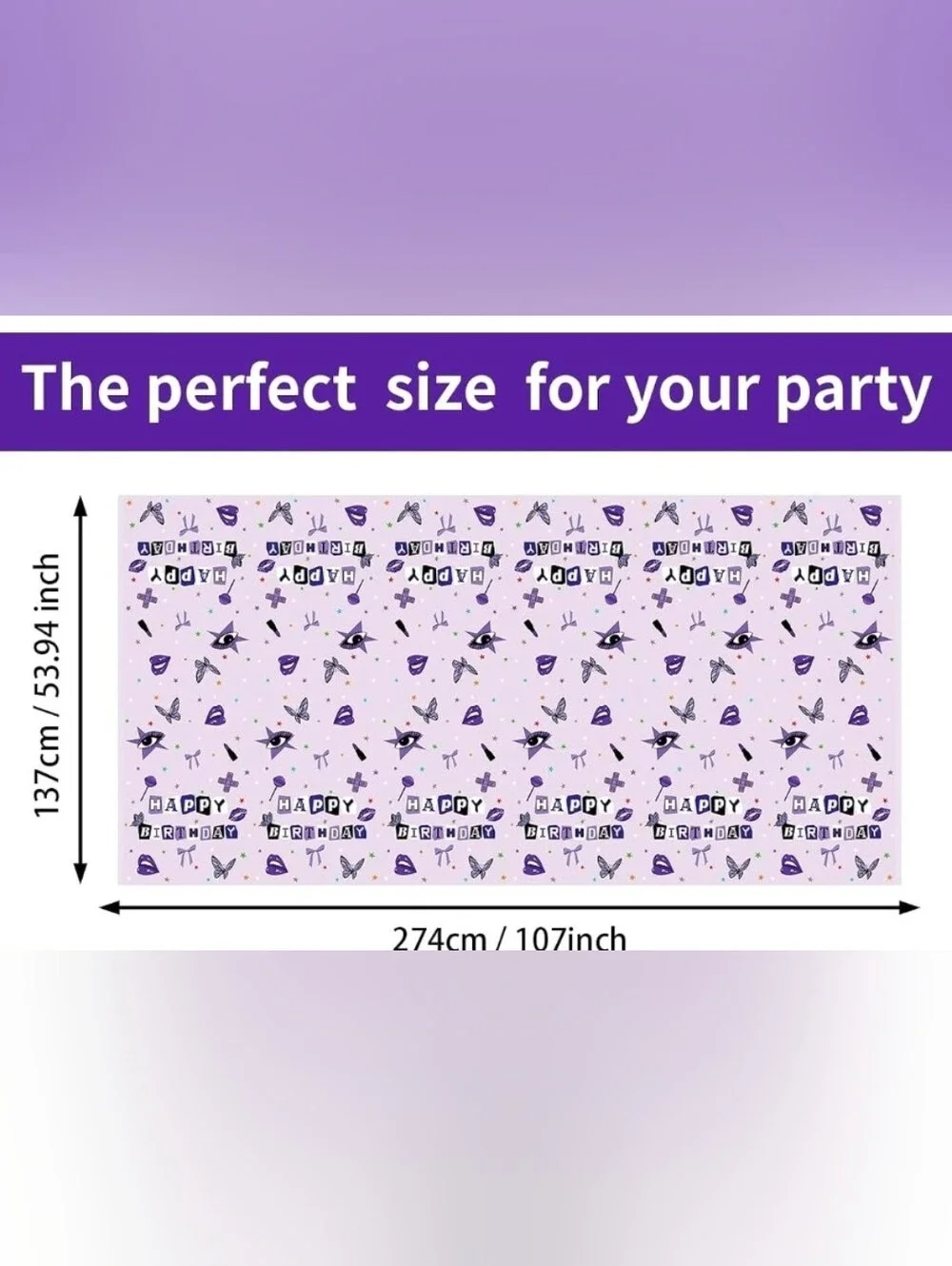 Olivia Rodrigo Purple Butterfly Birthday Table Cover, 54